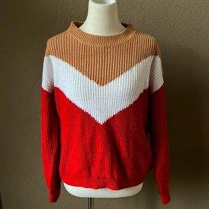 Block Color Cable Knit Sweater